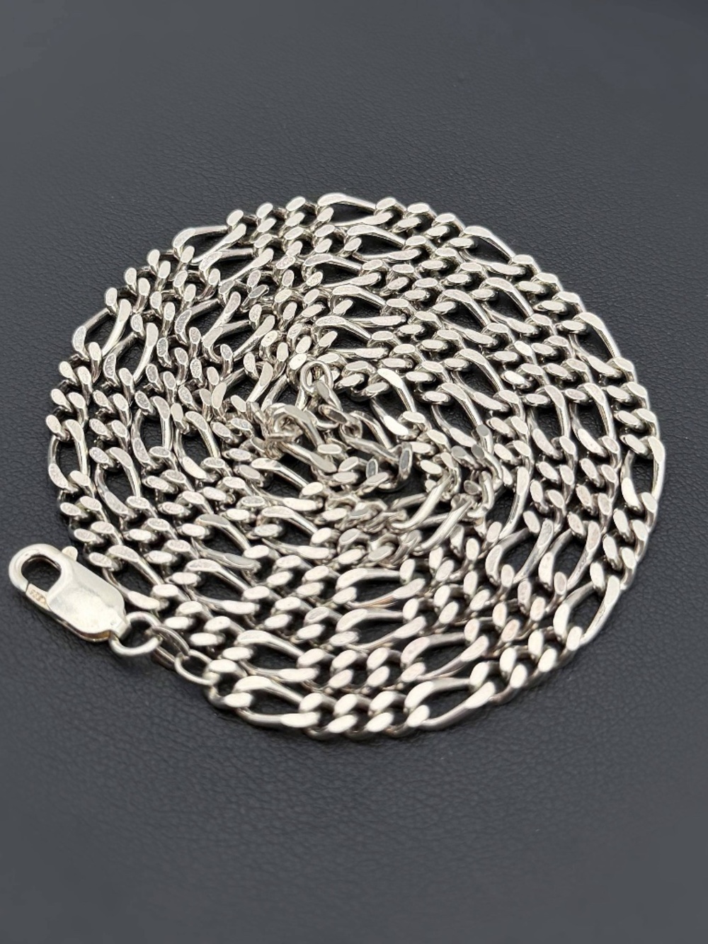 Italy 925 Sterling Silver solid Figaro Chain Necklace 30” 4mm